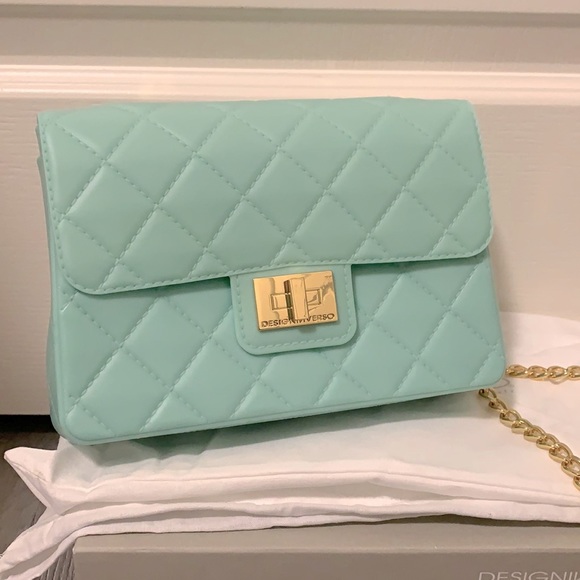 Designinverso purse mint green with gold chain - Picture 1 of 7